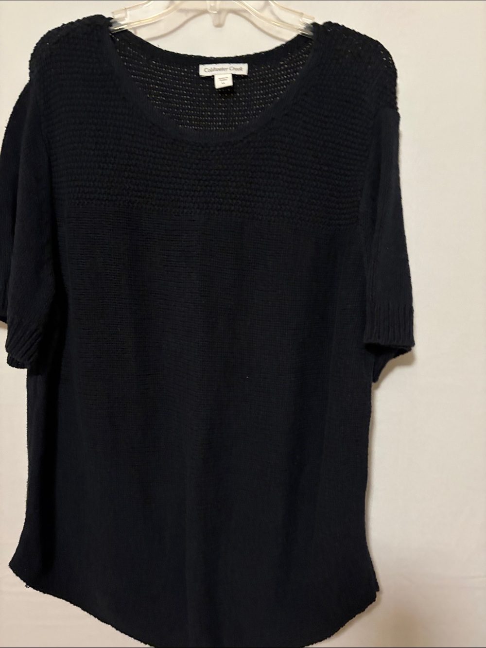 Coldwater Creek Black Crewneck Short-Sleeve Sweater